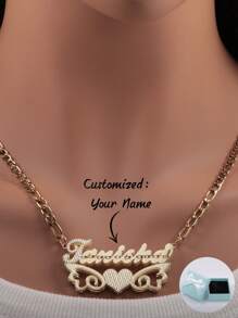 1 件定制英文名字首字母项链，带双花翼和心形设计，是母亲节、父亲节、情人节、生日、周年纪念日、毕业典礼、万圣节、圣诞节送给朋友、家人的理想礼物 - 款式1 - 查看 1