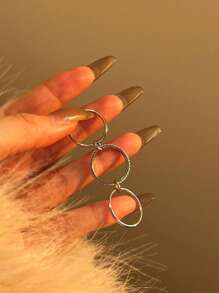 Fashionable Layerable Rings, Silver Tone Triple Linked Design With Delicate Cubic Zirconia, Jewelry Gift For Women