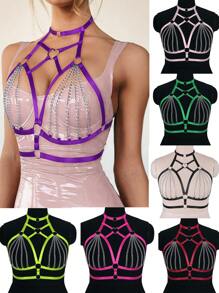Sujetador de estilo punk con cadena metálica para mujer de talla grande, disfraz gótico para Navidad/Halloween/Carnaval - Multicolor - Ver 12