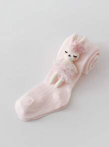 2 Peças Conjunto de Collants para Meninas, Leggings Finas de Primavera e Verão, Meias Infantis de Verão, Tela de Malha com Coelho Cartoon