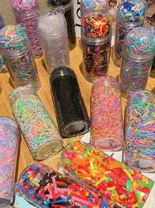 1800/2000个一次性发圈，女士时尚可爱款，多种颜色，粗细款式可选，适合日常使用和送礼。马尾辫发圈、发绳、橡皮筋、发圈、发饰、发饰、发圈、发饰、发带 - 彩色 - 查看 3