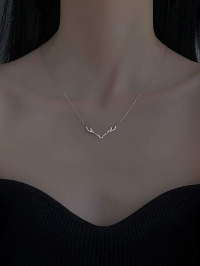 1 pièce Collier à bois de cerf, chaîne claviculaire délicate minimaliste, accessoire personnalisé de design unique, cadeau de Noël/anniversaire pour femmes, convient pour un port quotidien