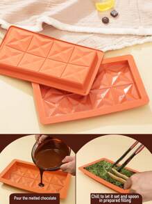 1/2pcs 3D Silicone Rectangle Chocolate Bar Mold, Non-Stick DIY Dessert Baking Mould For Chocolates & Candies, Bakery Tool Accessories