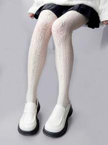 3pcs/Pack Kids Solid Color Jacquard Fishnet Leggings/Tights - Multicolor - View 3