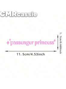 1pc Passenger Princess Car Mirror Sticker, Mirror Car Decal, Rearview Mirror Sticker, Girlfriend Truck Decal, Vehicle Accessories, Passenger Princess Humor - Pink - View 5