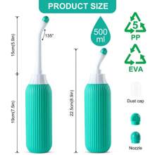 500ml Garrafa de Bidê Dobrável e Portátil, com 2 Bocais e Bolsa de Viagem, para Cuidados de Higiene Pessoal (Verde)