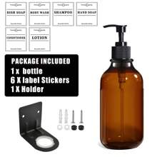 WCIC 16.9oz Glossy Brown Shampoo And Conditioner Dispenser Set,With Wall Mount Brackets Punch Hole Installation, Lotion Pump Bottles,Shower Soap Dispenser With Labels,Plastic,Refillable - Dish Soap Shampoo Conditioner Body Wash Dispenser For Bathroom Shower Wall Back To School - Multicolor - View 13