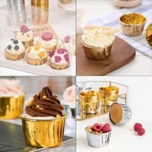 50pcs Round Cake Cupcake Paper Baking Cups, Heat-Resistant Disposable Cupcake Holders With Lids, Muffin Cups For Christmas, Halloween, Thanksgiving Party Cakes