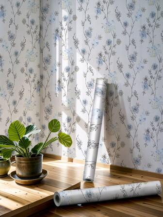 1 rollo de papel tapiz retro de tinta azul grueso con diseño de flores, plantas, hiedra y peonías, adecuado para decoración del hogar, gabinetes de cocina, mesas, sillas, fondos de habitación, renovación del hogar, DIY, impermeable, resistente a las manchas, fácil de limpiar, autoadhesivo, despegable y pegable para pared, decoración de pared, decoración de baño, decoración de dormitorio, decoración de habitación, decoración de la sala de estar, decoración del hogar, papel tapiz de pared, arte de pared, papeles tapiz