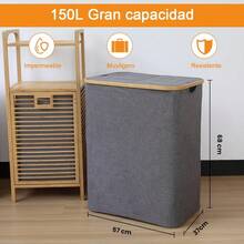 Cesto para Ropa Sucia Elegante 150L - Cesta de Lavandería con División, Bote Ropa Sucia Gran Capacidad, Cesto de Ropa Sucia con Tapa y Division, Canasta de Lavanderia Grande, Laundry Basket - 1 - Ver 2