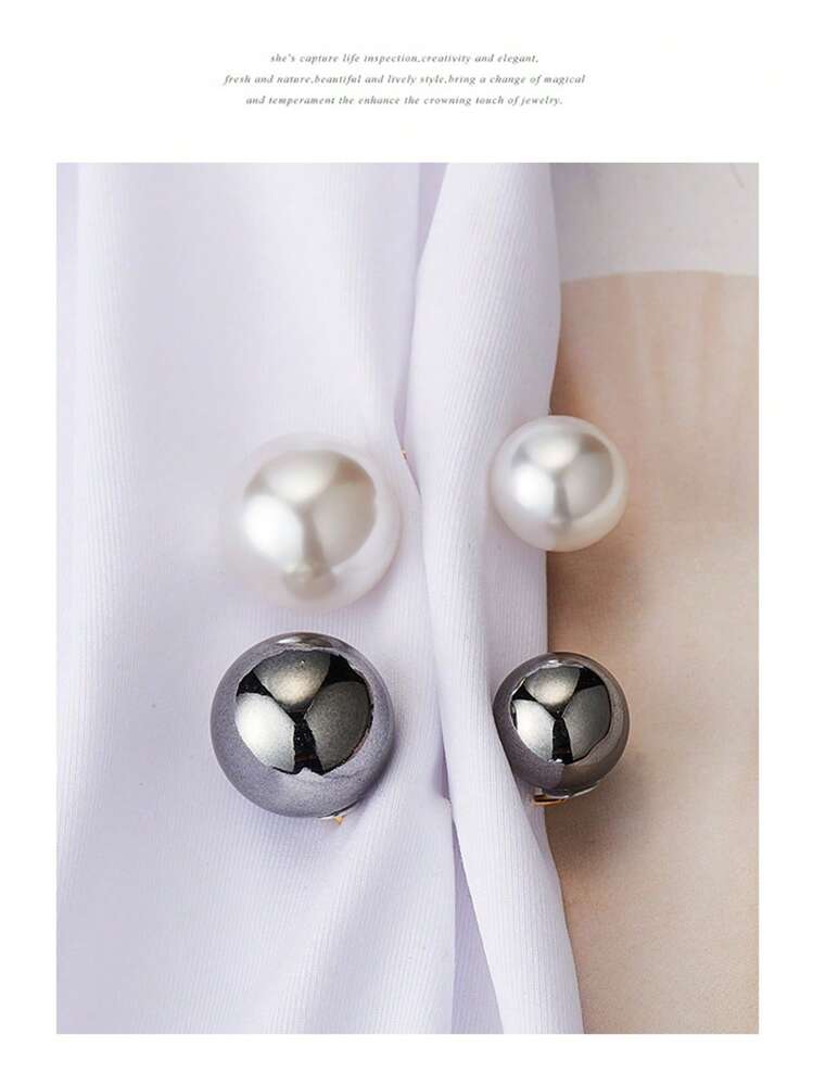1 chiếc ghim cài áo ngọc trai giả, ghim cài áo ngọc trai giả, phụ nữ ghim cài áo cổ chống hở, ghim cài áo trang trí đám cưới, kẹp khăn choàng áo len, cho quần áo áo len cardigan váy mũ vật dụng tự làm trang trí quần áo, ghim cài áo chống trượt, kẹp cổ áo, phụ kiện khăn quàng cổ, thời trang, vật dụng tự làm - Nhiều màu - Xem 3