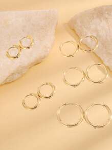 10 pezzi Orecchini rotondi semplici ed eleganti in acciaio inossidabile, adatti per una data come regalo per la tua ragazza