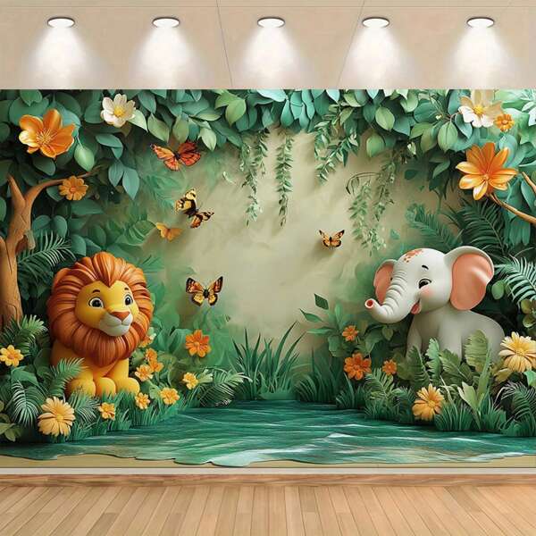 1PC Tropical Rainforest Jungle Bonny Color Backdrop - Universal Holiday Decoration, Animal Kingdom Wall Art For Wedding, Birthday, Party Photography And Decoration. Multi-Size, Multi-Purpose Party Backdrop Cloth For Men And Women - Universal Decoration For All Seasons, Indoor And Outdoor Decoration, Photography Studio, Garden Decoration, Party Decoration And Phone Booth.