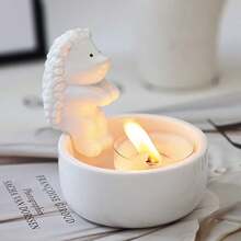 1 件可爱刺猬雕像、烛台、烛台、装饰品、工艺品学校用品、返校 - 白色 - 查看 1