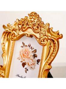 1pc Elegant Gold Resin Photo Frame, 3.5x5.1 Inches - Classic European Style, Desk Display For Home And Office Decor, Suitable For Photography Props And Miniature House Decoration, Home Decor