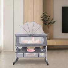 Cododo Baby Bed Cododo Cradle With Wheels For Babies 0-36 Months With Mattress Mosquito Net - Xám - 92*58*70-90cm - Xem 4