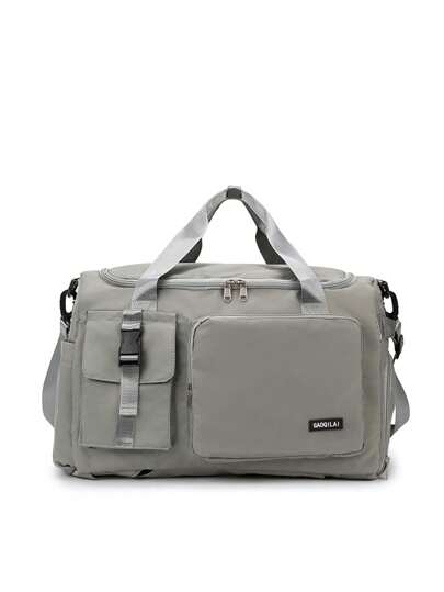 1 pieza Bolso de mano para mujer, de unicolor y limpio, bolso bandolera, hebilla con letra, gran capacidad, casual, elegante, simple y portátil, adecuado para viajes de negocios, vacaciones y como bolso escolar