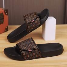 Men's Athletic Slides, Thick EVA Sole, Lightweight Casual Home & Outdoor Wear Slides, Summer Slippers For Outdoor, Beach & Casual - Brown - View 7