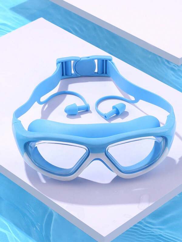 Large Frame Swimming Goggles, Anti-Fog Anti-Water Silicone Swim Goggles With Earplug, Suitable For Swimming Training And Leisure, Holiday Gift