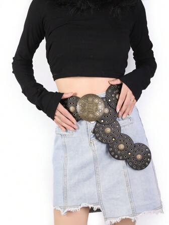 1 条复古波西米亚风格 PU 皮革女士腰带，适合所有季节夏季、秋季、万圣节