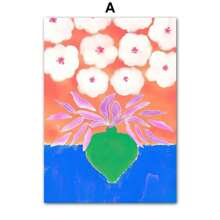 1 件复古花瓶线条几何花朵形状墙壁艺术海报印刷品北欧帆布画抽象画客厅装饰无框架