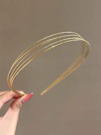1 pieza Diadema metálica multicapa, accesorio de moda para el cabello, accesorio de cabello vintage DIY, tocado brillante para fiesta, diadema, aro para el cabello