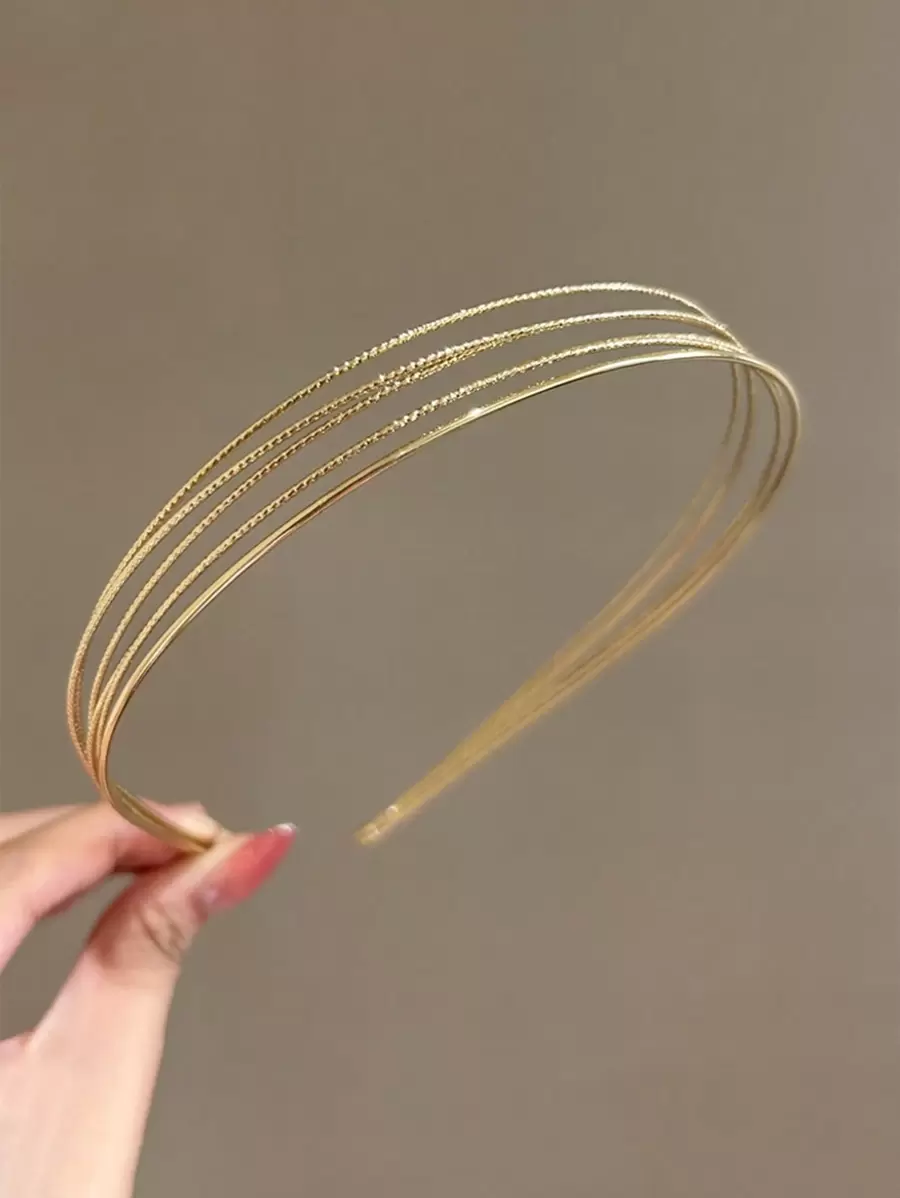 1件装多层金属发箍 时尚发带 复古发饰 DIY闪亮派对头饰、发箍、发圈头带 头饰 美容家居发饰 - 金色 - 查看 1