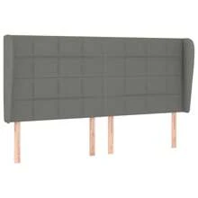 Tête de lit avec boucles d'oreilles Gris foncé 163x23x118/128 cm Tissu