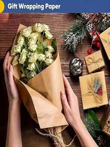 1 Roll Single Layer Single-Sided Coated Kraft Paper, Apparel Fabric Sample Paper, Packaging Paper, Coated Paper, Gift Wrapping, Flower Bouquet Wrapping, Suitable For Apparel Design, Fresh Flower Packaging, Gift Box Packaging, Birthday DIY Wrapping, Back To School, Valentine's Day, Christmas Eve Packaging, Etc.