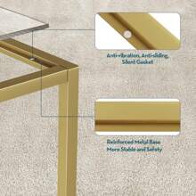 Gold Coffee Table Glass Coffee Tables Modern Rectangular Center Table Simple Minimalist Sofa Table For Living Room Home Office, 39.3 X 19.7 X 17.7in, Gold