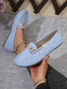 2025 Nuovi arrivi primaverili da donna, , mocassini eleganti con catena dorata, leggeri, comodi e versatili, scarpe piatte in gomma