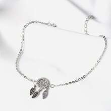 925 Silver Zirconia Leaf Tassel Anklet, Elegant & Minimalist Design For Women Summer Jewelry - Silver - View 2