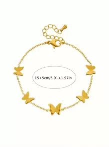 1 pieza Pulsera elegante de cadena con 5 mariposas de moda, brazalete de lujo de alta gama y sensación de sencillez, sin incluir caja de regalo