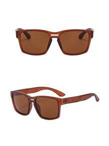 1pc Men's Square Double-Bridge Thick Frame Classic Personalized Stylish Retro Casual Daily Polarized Fashion Fashion Glasses