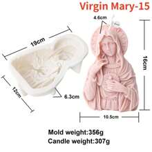 耶稣和圣母玛利亚硅胶蜡烛模具 DIY 耶稣家庭雕像石膏模具环氧树脂艺术制作套件婚礼装饰 - 彩色 - 查看 20
