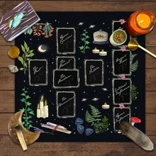 1 件方形塔罗牌桌布占星术垫塔罗牌摆锤祭坛布符文占卜阅读布月相塔罗牌桌布垫棋盘游戏桌布适用于异教徒摆锤巫术工具 - 黑色 - 查看 7