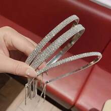 Băng đô tua rua đính đá bạc phong cách Boho - Băng đô bằng hợp kim nhôm thanh lịch dành cho phụ nữ và trẻ em gái, hợp kim kẽm cho tiệc tùng - Bạc - Xem 3