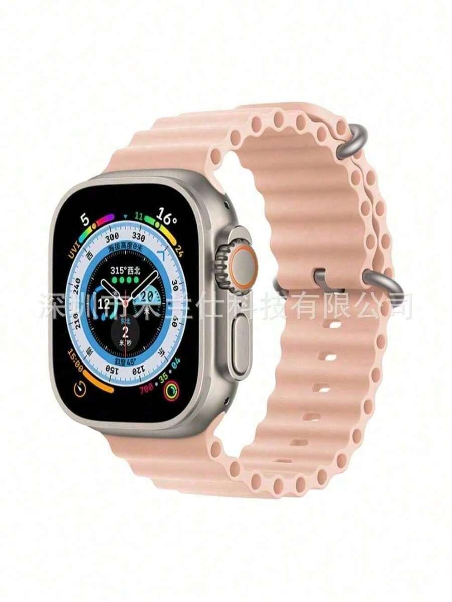 Silicone Strap For Apple Watch Series 8 Ultra And Smartwatch Iwo Hw Series 42/44/45/49MM Series 1, 2, 3, 4, 5, 6 And SE - Dusty Pink - View 1