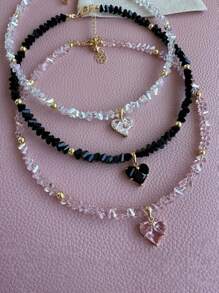 Fashion Vintage Sexy Zirconia Heart Pendant Necklace For Women Wedding Season Boho Geometric Baroque Transparent Crystal Chain Jewelry - Multicolor - View 2