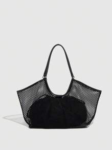 Set de 2 piezas de moda para mujer, nueva bolsa de malla de verano, bolsa de gran capacidad, bolsa de hombro versátil, bolso, bolso madre-hija, cartera de señora