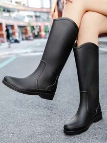 Fesd Ts British Style High Top Rain Boots For Women, Fashionable & Versatile Water Shoes, Anti-Slip Thick Sole Comfortable Rain Boots For Kitchen, Outdoor, Washing Car, Grocery Shopping, Camping