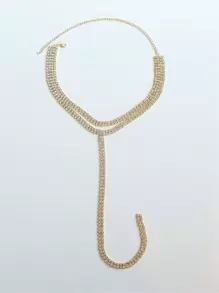 1 pieza Gargantilla de choker con borlas brillantes y diamantes de imitación, accesorio de joyería de moda personalizada y geométrica exagerada para mujer