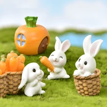 6pcs Resin Bunny Figurines Set - Indoor & Outdoor Rabbit Decor For Various Room Types - Easter Party Decorations & Gifts - No Electricity Needed - Multicolor - View 2