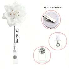 Retractable Badge Holder Flower Badge Reel ID Name Card Holder With Alligator Clip