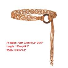 Plus Size Woven Belt, Women's Bohemian Style Woven Belt, Vintage Wax Rope Handmade Wooden Ring Hollow Woven Belt, Black, Camel, Khaki Woven Belt, Suitable For Outdoor Dresses - Multicolor - View 19