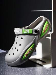 1Pair Men's Breathable Perforated Shoes - Comfortable And Non Slip Thick Soled Summer Sandals, Suitable For Outdoor And Garden Use