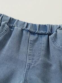 1 件装男童休闲破洞阔腿牛仔裤，适合春夏街头风格，适合 2-5 岁