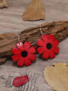 Newly Designed Handmade Coconut Shell Flower Retro European Style Versatile Earrings - Multicolor - View 3