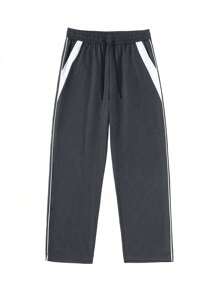 1 peça Calça de moletom solta com cordão na cintura, calça casual de cor sólida, calça esportiva leve respirável de secagem rápida para primavera/verão, adequada como presente de namorado