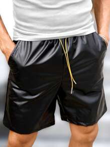 新款男士街头风格皮短裤，时尚休闲百搭街头服饰